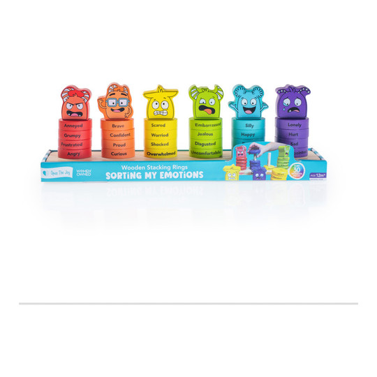Emotion Sorting Wooden Stacking Rings, 30 Pieces