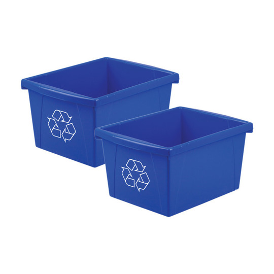 Blue 4-Gallon Recycling Bins, 2-Pack