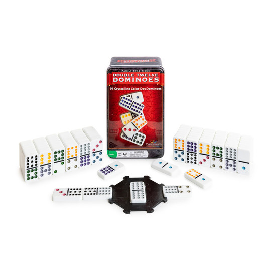 Double 12 Jumbo Dominoes Set with Storage Tin