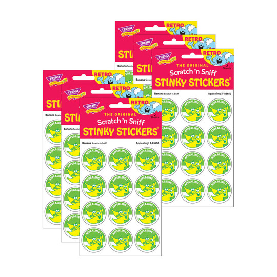 Appealing! Banana Scent Scratch-and-Sniff Stickers, 24 per Pack, 6 Packs