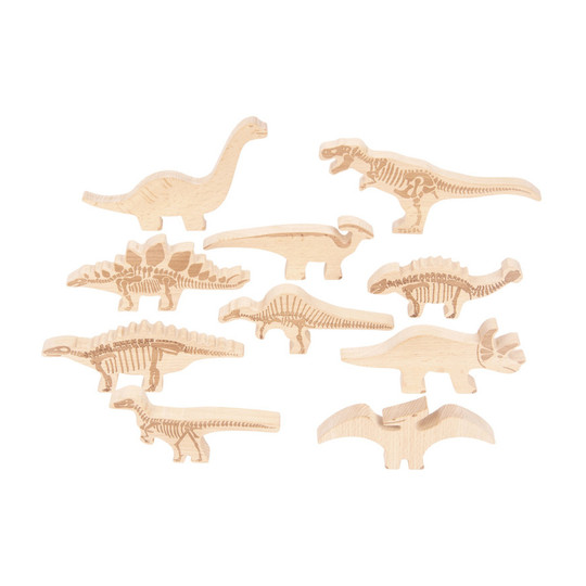 Wooden Dinosaur Blocks, 10-Piece Set