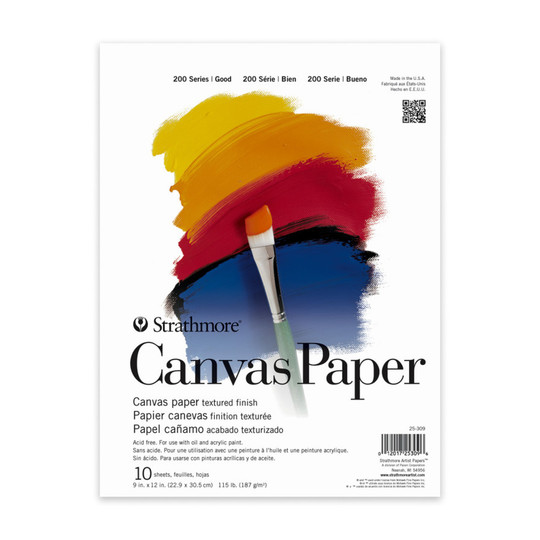 200 Series Canvas Paper Pad, 9 x 12 in., 10 Sheets