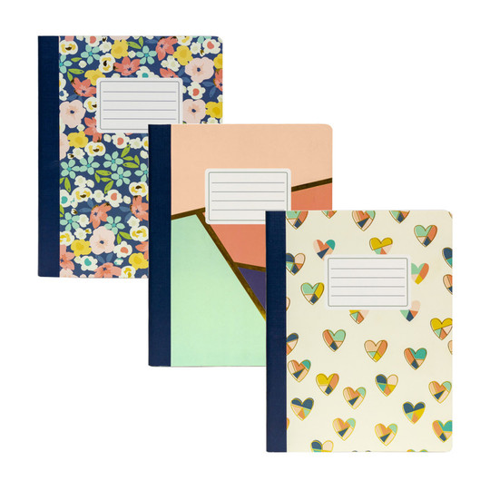 Floral Love College-Ruled Composition Books, 3-Pack