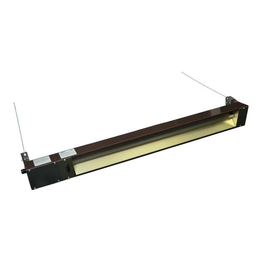 Brown overhead infrared spot heater with aluminum reflector
