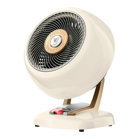 White whole room electric heater with adjustable thermostat and pivoting head