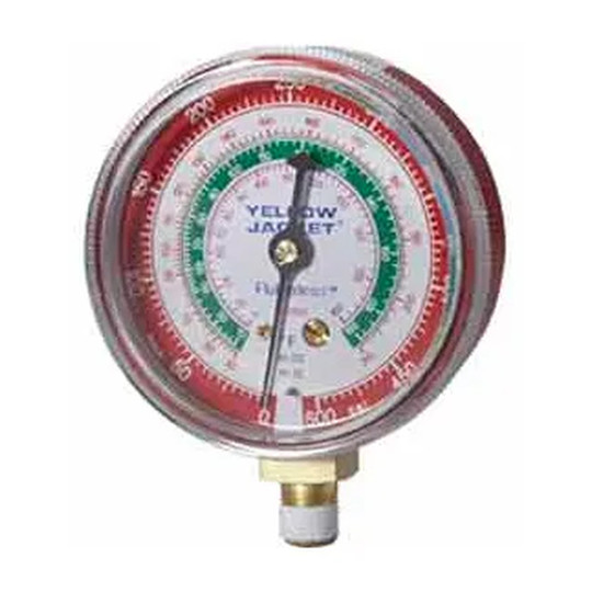 Red 2-1/2-inch pressure gauge for R-12, R-22 and R-502