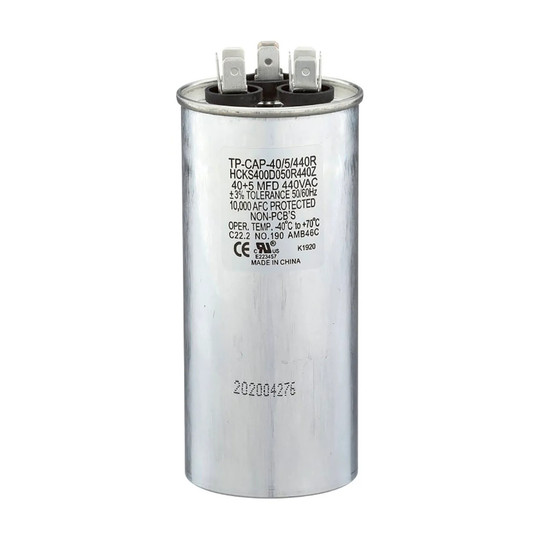 Silver round 40/5 MFD 440V HVAC run capacitor