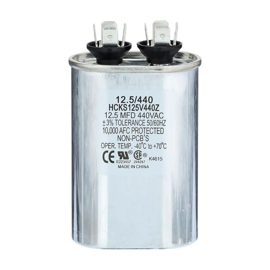 Silver oval 10 MFD 440V motor run capacitor