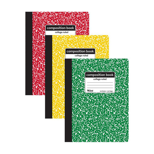 College-Ruled Marble Composition Books, Assorted Covers, 3-Pack