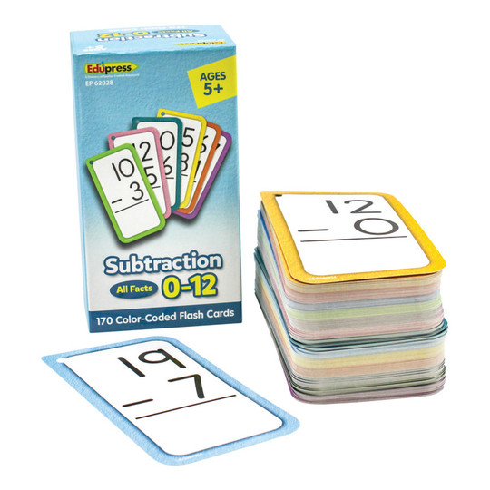 Subtraction Flash Cards, Facts 0–12