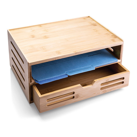 Natural Bamboo Side-Load File Drawer Organizer