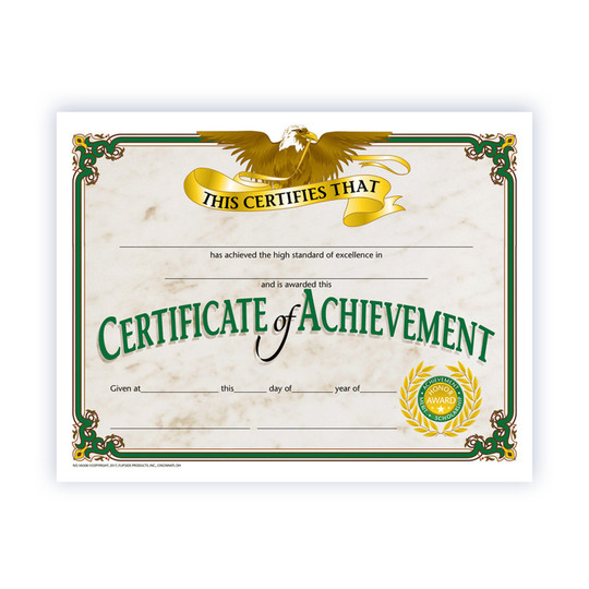 Certificate of Achievement, 8-1/2 in. x 11 in., 30-Pack