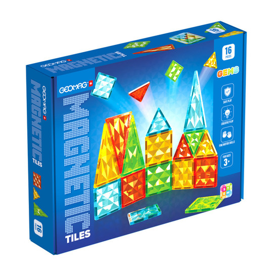 Magnetic Gems Construction Tile Set, 16 Pieces