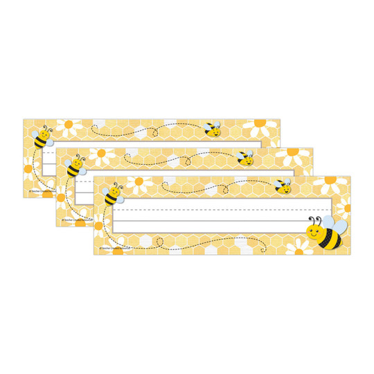 Bee-Themed Flat Classroom Name Plates, 108 Count