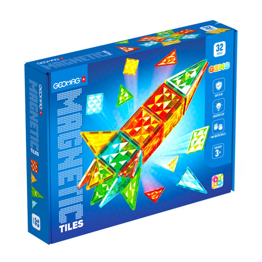 Magnetic Gems Construction Tile Set, 32 Pieces
