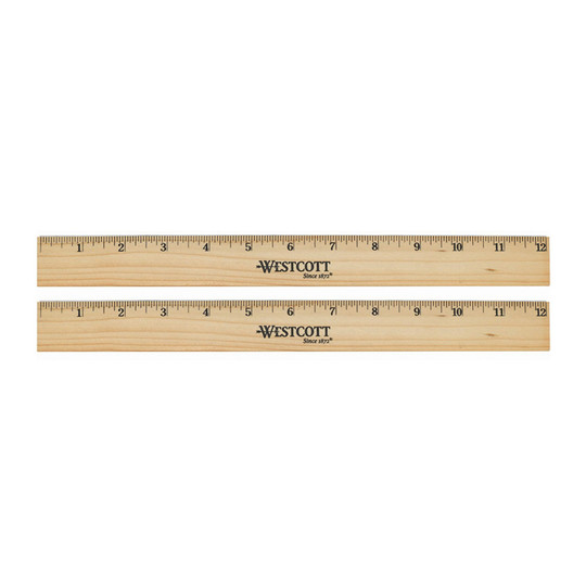 12-Inch Beveled Wood Ruler with Metal Edge, 24 Count