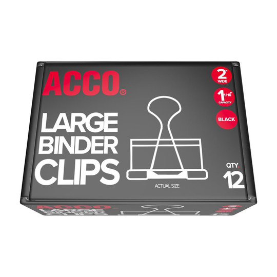 Large Black Binder Clips, 12-Pack