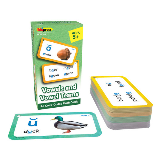 Vowels and Vowel Teams Deluxe Flash Card Set, 96 Cards