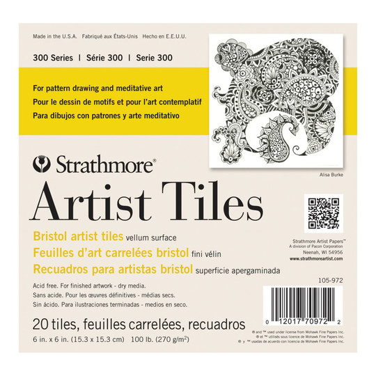 Smooth Bristol Artist Tiles, 6 x 6 in., 20 Sheets