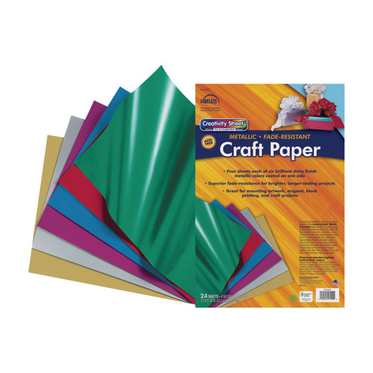 Metallic Craft Paper, Assorted Colors, 12 x 18 in., 24 Sheets