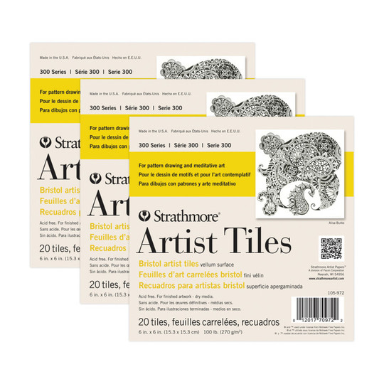 300 Series Smooth Bristol Artist Tiles, 6 x 6 in., 60 Sheets