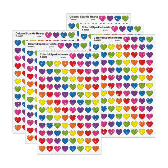 Colorful Sparkle Heart Stickers, 2,400 Count