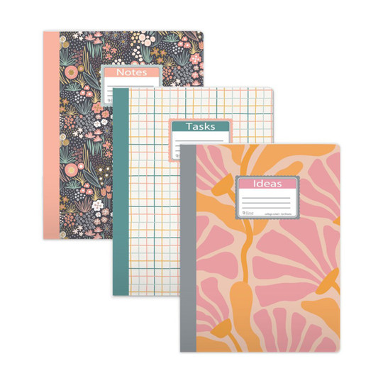 Assorted Decorative Composition Books, 3-Pack