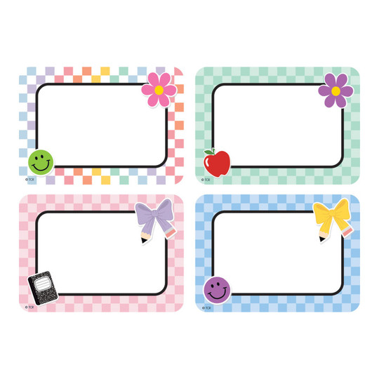 Multicolor Checkers Name Tags and Labels