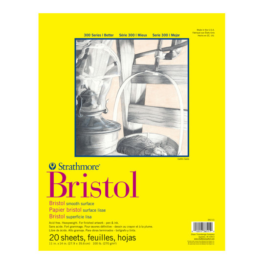 300 Series Smooth Bristol Paper Pad, 11 x 14 Inches, 20 Sheets