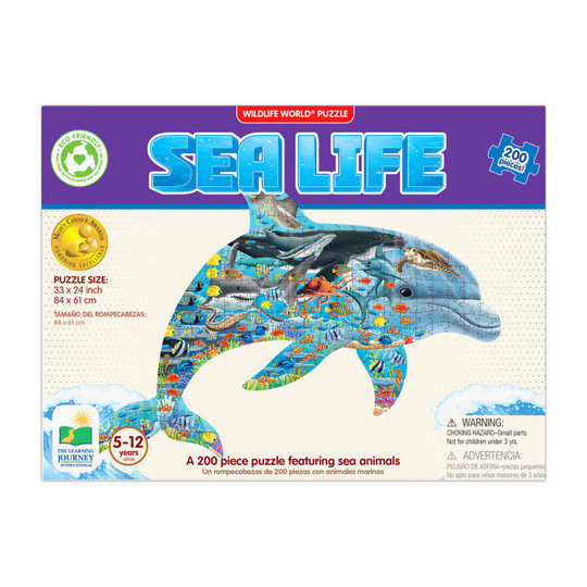 Sea Life Dolphin-Shaped Puzzle, 200 Pieces