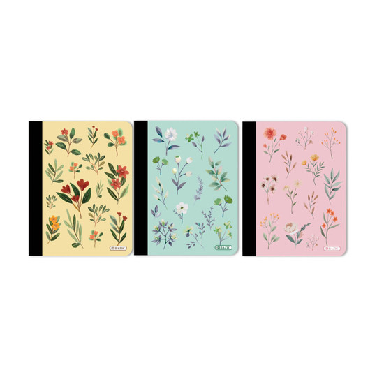 Floral College Ruled Composition Books, 100 Sheets, 3-Pack