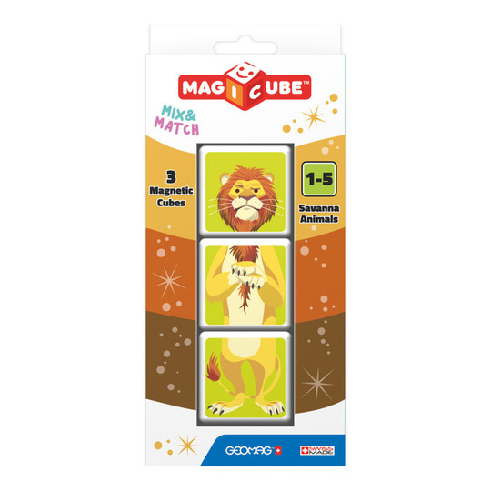 Savannah Animal Magnetic Mix-and-Match Cubes, 3 Pieces