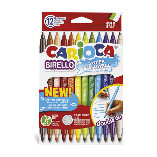 Double Tip Washable Felt Tip Pens, 12-Pack