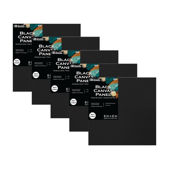 Black Canvas Panels, 8 x 8 in., Pack of 5