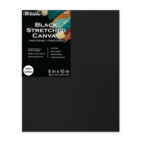 Black Stretched Canvas, 8 x 10 Inches
