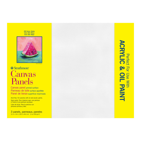 300 Series 12 x 16 Inch Canvas Panels, 3 Pack