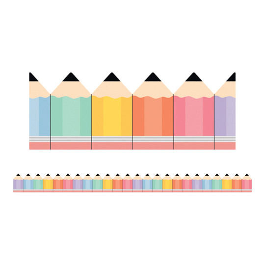 Pencil Die-Cut Rolled Border Trim, 50 ft