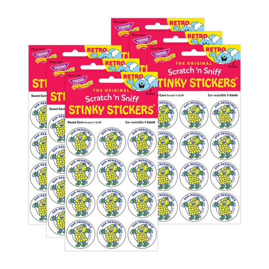Retro Sweet Corn-Scented Scratch-and-Sniff Stickers, 24 per Pack, 6 Packs