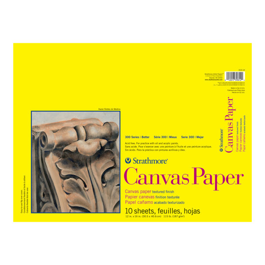 Canvas-Textured Paper Pad, 12 x 16 in., 10 Sheets