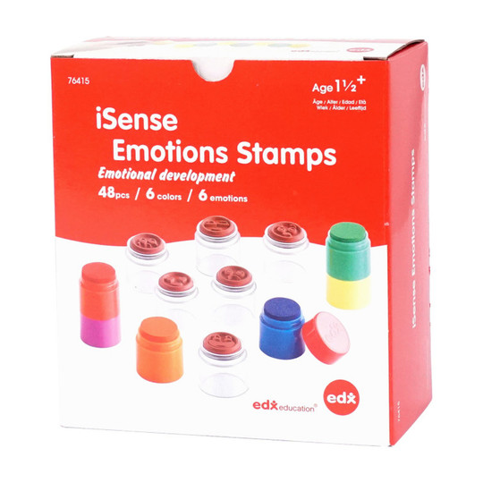Emotion Face Stamp and Rainbow Ink Pad Set, 48 Pieces