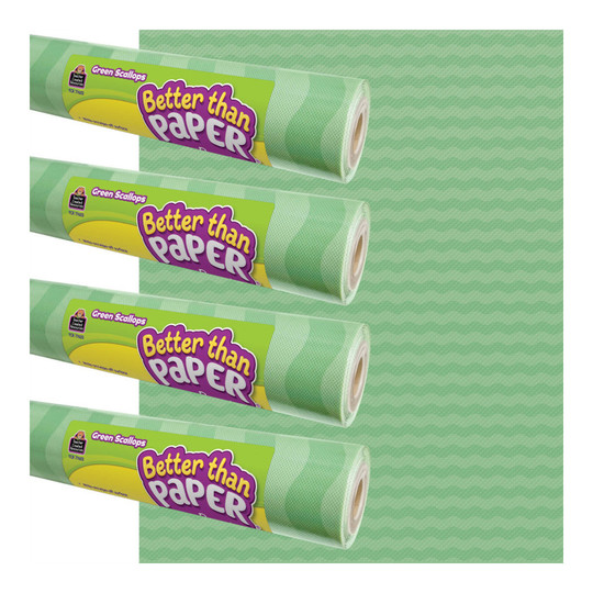 Green Scallop Bulletin Board Roll, 4 ft x 12 ft, 4-Pack