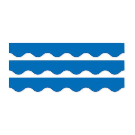 Blue Wavy Paper Bulletin Board Border, 144 ft. Total