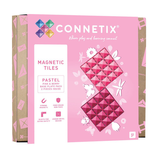 Pastel Pink and Berry Magnetic Tile Base Plates, 2-Pack