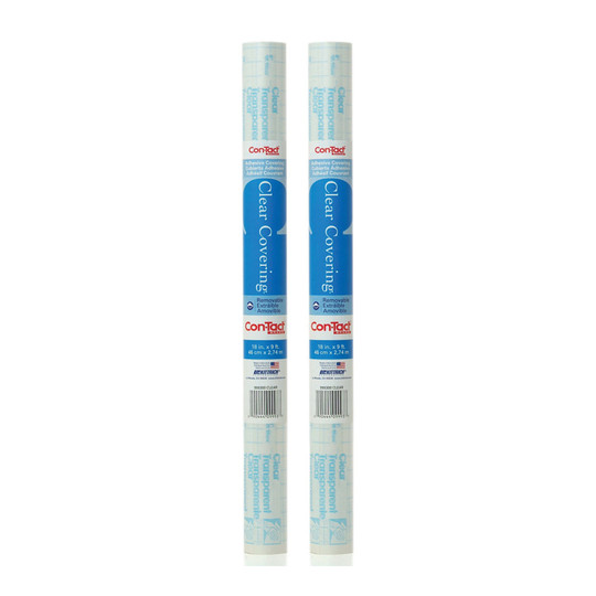 Clear Matte Repositionable Adhesive Covering, 18 in. x 9 ft., 2-Roll Pack