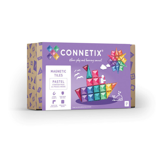 Pastel Magnetic Tile Starter Set, 64 Pieces
