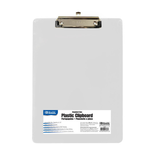 Clear Plastic Clipboard with Low-Profile Clip