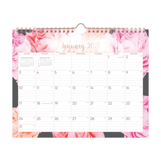 2027 Floral Monthly Wall Calendar, 11 x 8.75 Inches