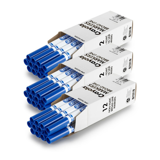 Blue Broad Line Conical Tip Markers, 36 Count