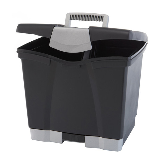 Letter/Legal Portable File Box with Drawer, Black