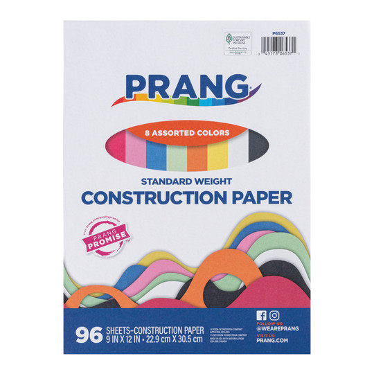 Assorted Lightweight Construction Paper Pack, 9 x 12 in., 96 Sheets